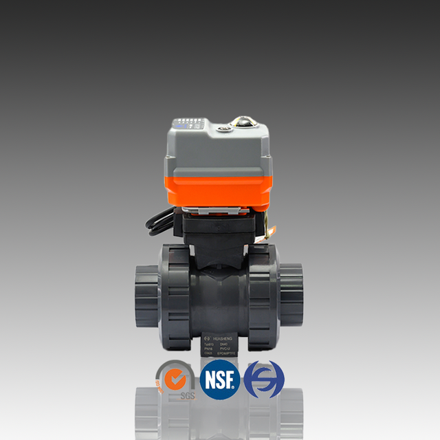 CPVC Electric True Union Ball Valve Uion Connection DIN ASTM Standard 1.6Mpa