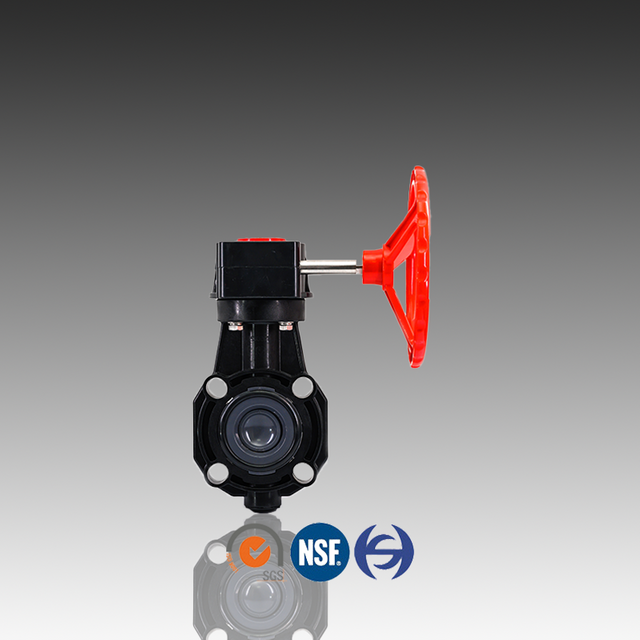 CPVC Eccentric Geared Butterfly Valve Grey DIN JIS ASTM Standard For Chemical Industry